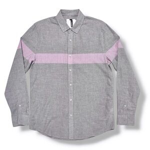 TOPMAN Grey Button Down Shirt Lavender Stripe Size Medium